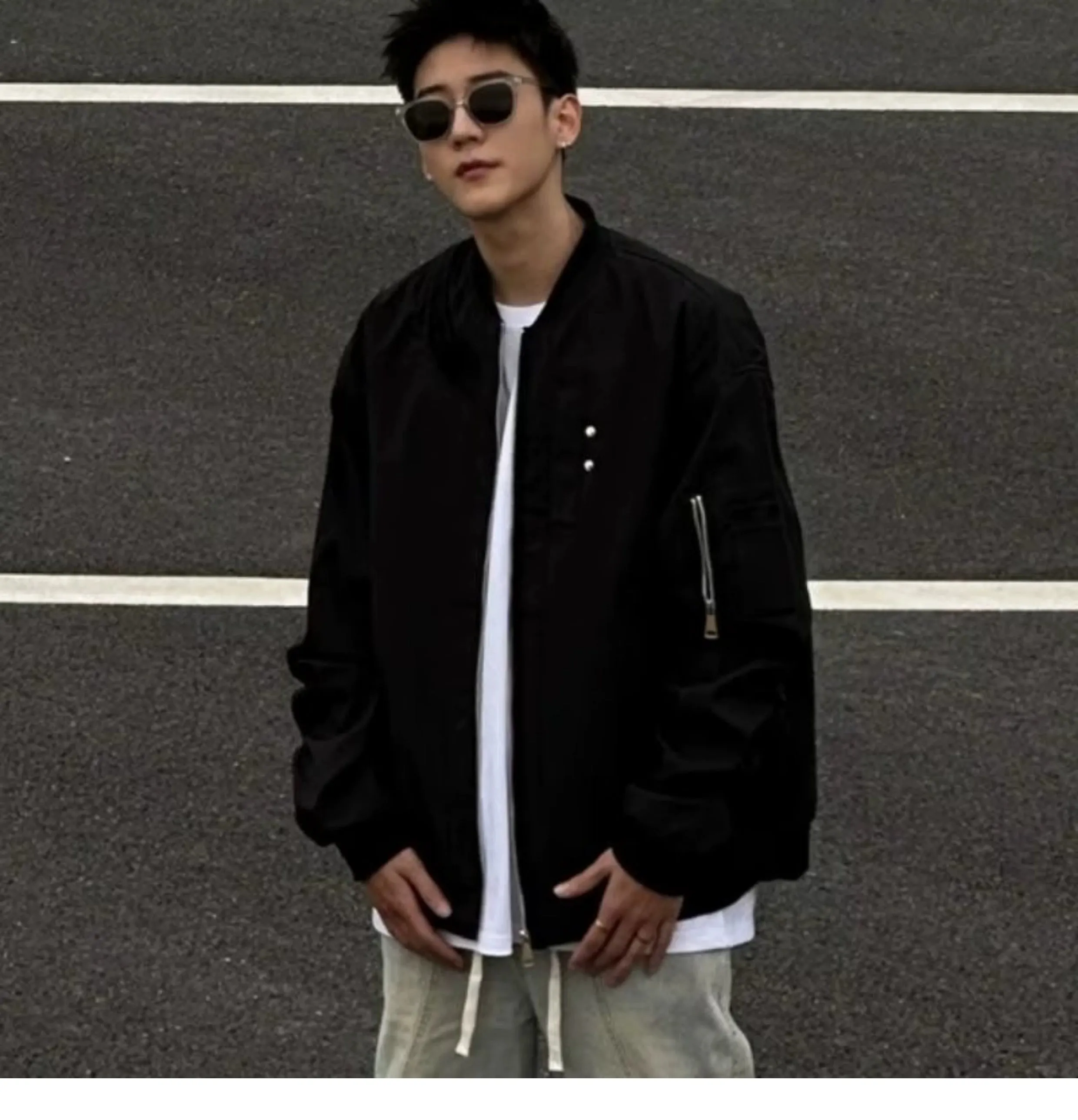Spring and Autumn Mechanical Style Loose Couple's High Street Parka