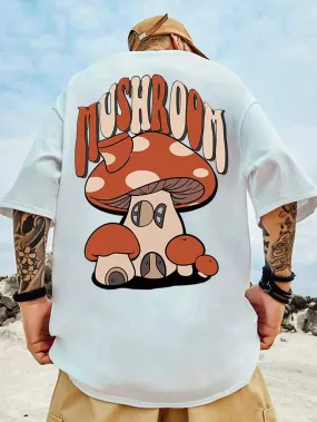 SXV  'Mushroom’ Printed Cool Aesthetic Oversized T-shirt