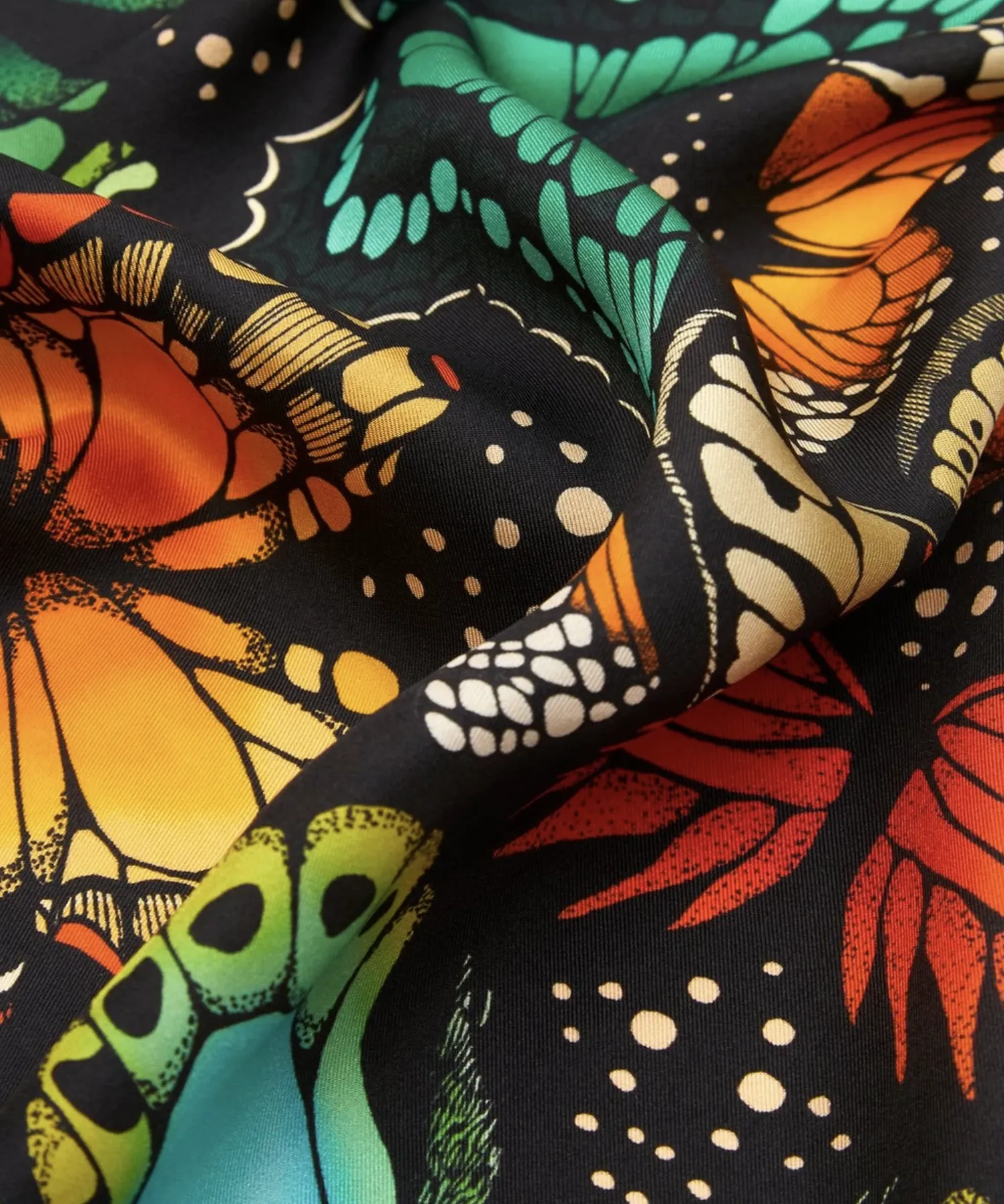 The Tropical Butterfly Silk Scarf - Burnt Orange | 90x90cm [Preorder]