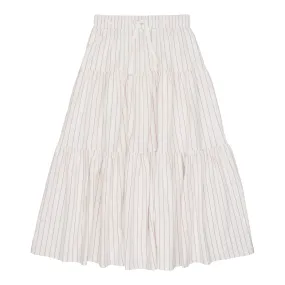 Urbani White/ Mauve Striped Tiered Maxi Skirt
