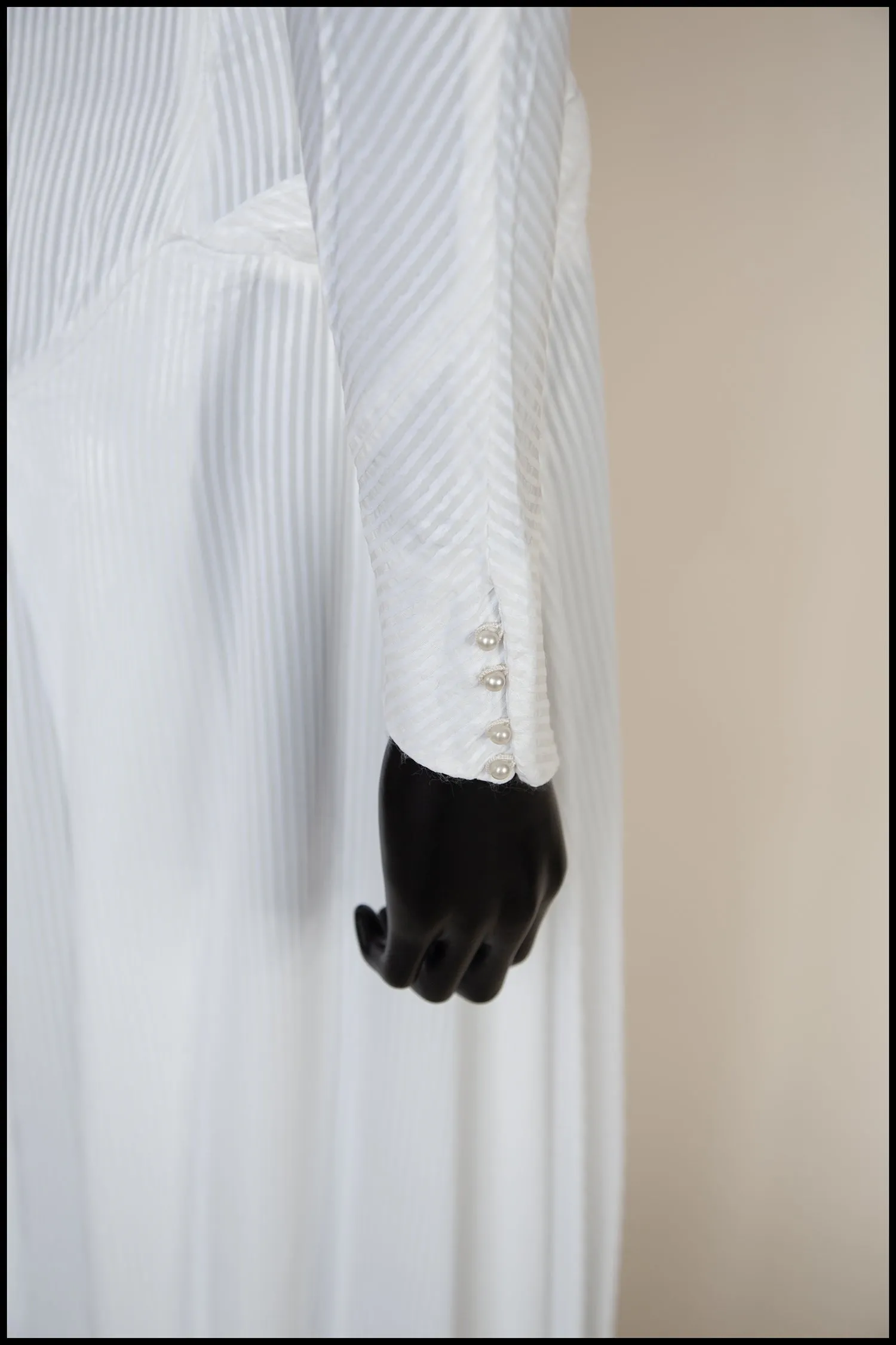 Vintage 1940s White Stripe Wedding Dress