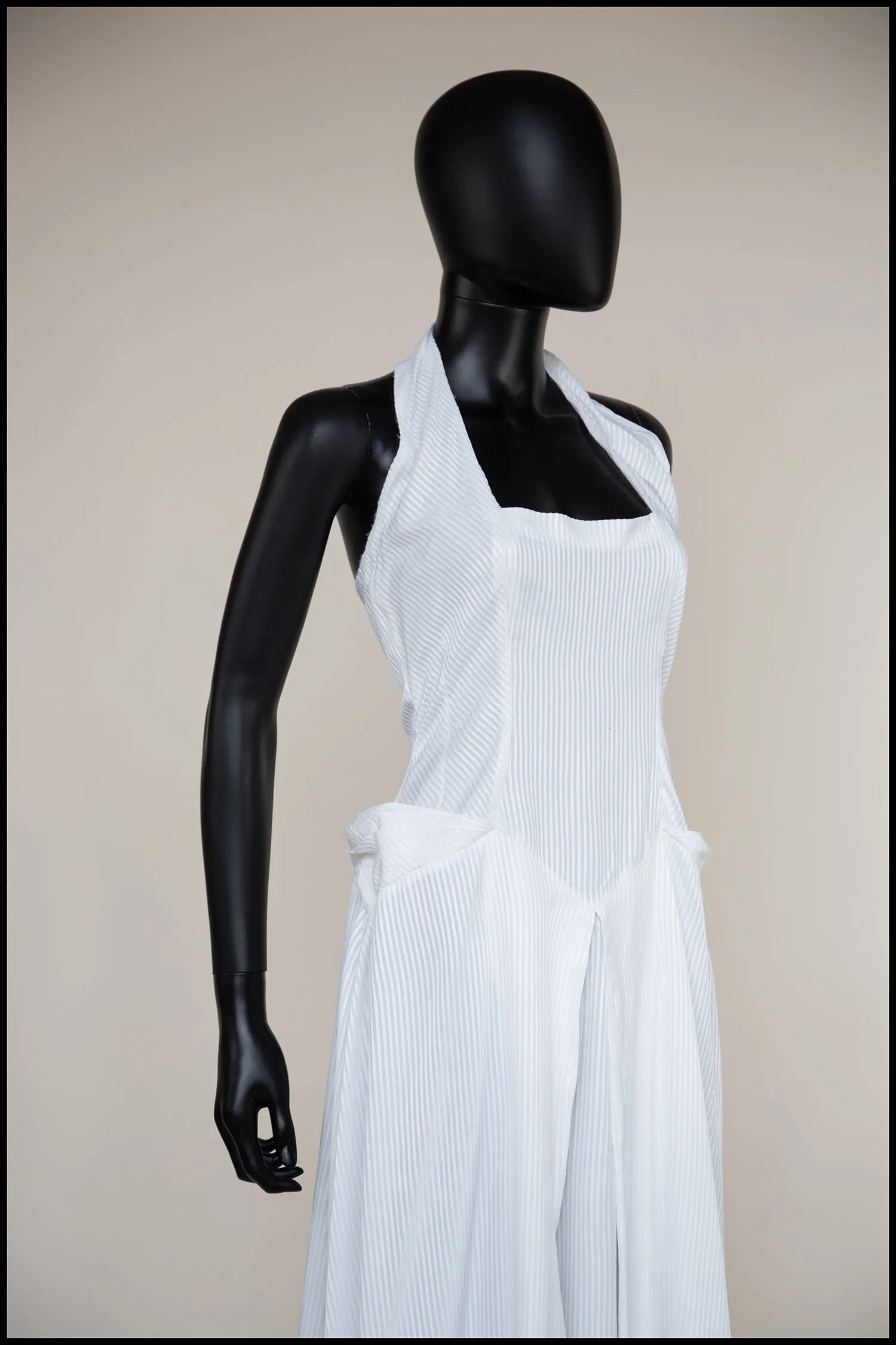 Vintage 1940s White Stripe Wedding Dress