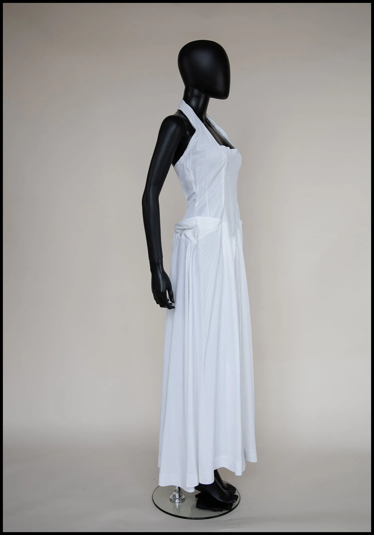 Vintage 1940s White Stripe Wedding Dress