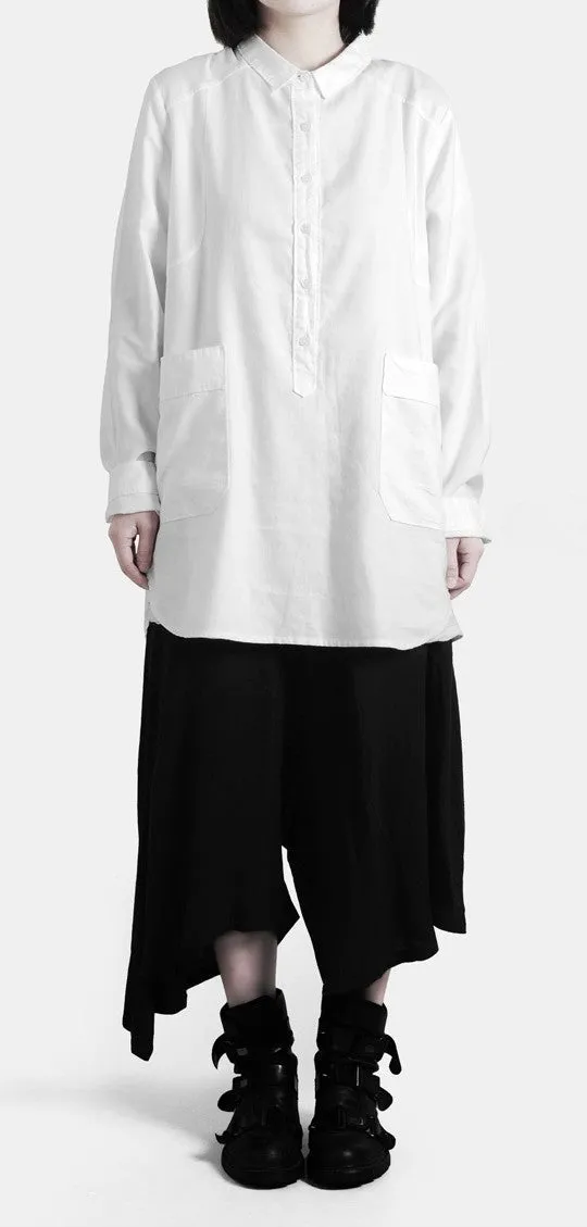 Women Loose Long Shirt / Tunic Shirt Irregular Assimetric Hem